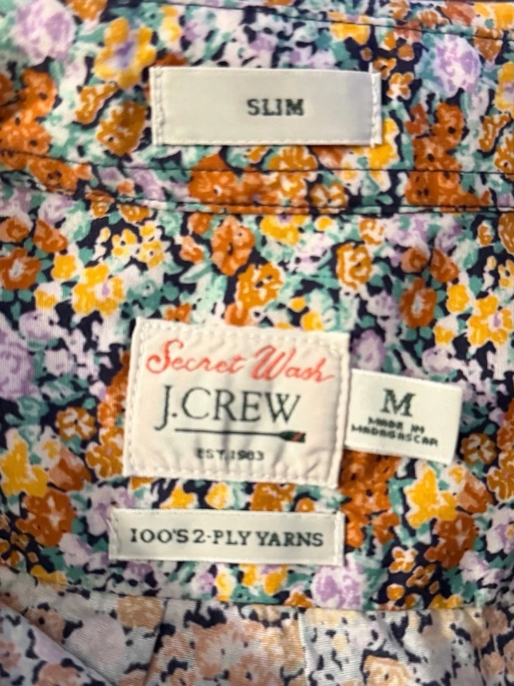 J. Crew Floral Button-Down Shirt - Blue & Tan